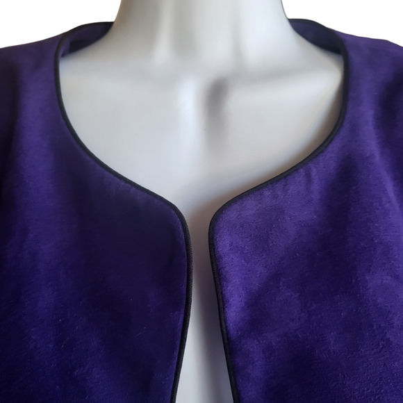 Vintage Perceptions Petite Purple Faux Suede Open Jacket Size 10P - Picture 2 of 6